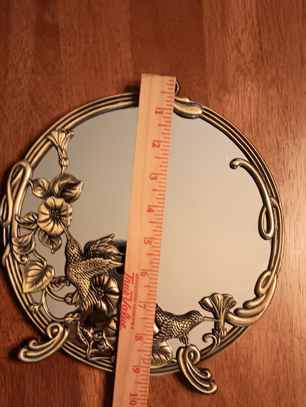 Andrea By Sadek VTG Brass Hummingbird Floral Round Standing/Hanging Mirror - Picture 2 of 6